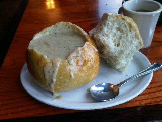 Clam chowder for breakfast (surprisingly awesome!)