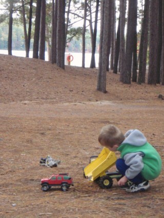 Playing Trucks at Acray Campground