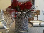 Red roses with silver